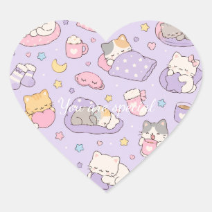 Pegatina En Forma De Corazón Cute Kawaii Capybara Pattern Cozy Pastel