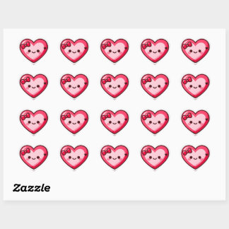 Pegatina En Forma De Corazón Cute Kawaii Heart Valentine Stickers