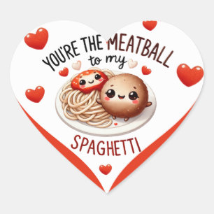 Pegatina En Forma De Corazón Cute Kawaii Spaghetti y Meatball