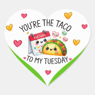 Pegatina En Forma De Corazón Cute Kawaii Taco Martes