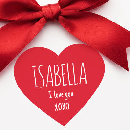 Pegatina En Forma De Corazón Cute Love Heart Custom Text Name Modern Valentine