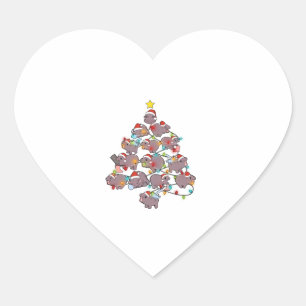 Pegatina En Forma De Corazón Cute Moo Deng Árbol de Navidad Funny Baby Pygmy Hi
