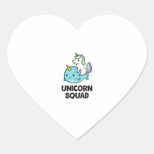 Pegatina En Forma De Corazón Cute Narwhal Unicorn Squad Funny Unicorn Y Narwh