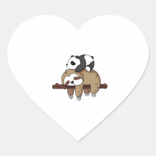 Pegatina En Forma De Corazón Cute Panda durmiendo en Sloth Hoodie Sloth Lover