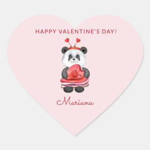 Pegatina En Forma De Corazón Cute Panda Feliz Día de San Valentín Favoritos de