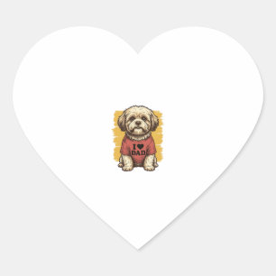 Pegatina En Forma De Corazón Cute Perro Me Encanta Papá Vintage Grabado Vector 