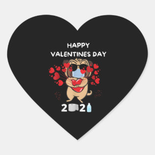 Pegatina En Forma De Corazón Cute Pug Heart Face Mask Feliz Día de San Valentín