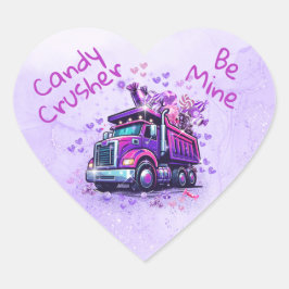Pegatina En Forma De Corazón Cute Purple Dump Truck Valentine 