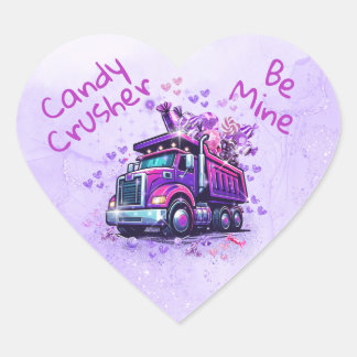 Pegatina En Forma De Corazón Cute Purple Dump Truck Valentine 