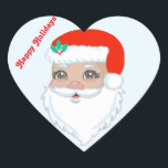 Pegatina En Forma De Corazón Cute Santa Claus Christmas Sticker<br><div class="desc">El lindo Santa Claus con Navidades de fondo azul claro rodean al pegatina. Navidades educados San Nicolás.</div>
