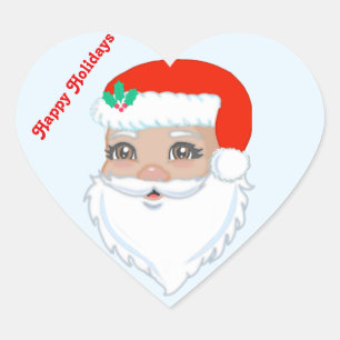 Pegatina En Forma De Corazón Cute Santa Claus Pegatina de Navidad