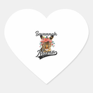 Pegatina En Forma De Corazón Cute Savannah Mama Flower Gráfica Kitten Cat Lover