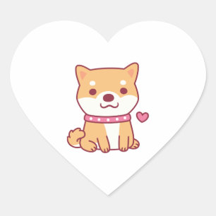 Pegatina En Forma De Corazón Cute Shiba Inu Dog