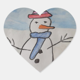 Pegatina En Forma De Corazón Cute Snowman