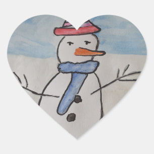 Pegatina En Forma De Corazón Cute Snowman