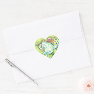 PEGATINA EN FORMA DE CORAZÓN CUTE ST. PATRICK'S DAY FLYING IRISH PONY, FAIRY
