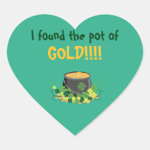 Pegatina En Forma De Corazón Cute St. Patrick's Pot of Gold