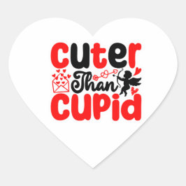 Pegatina En Forma De Corazón Cuter Than Cupid Valentine – Cute Love Typography 