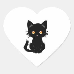 Pegatina En Forma De Corazón Cuto gato negro 2