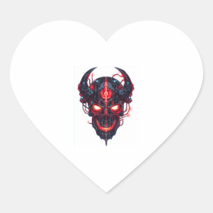 Pegatina En Forma De Corazón Cyber Demon Skull Lord