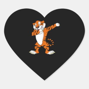Pegatina En Forma De Corazón Dabbing Cute Tiger Animal Fiesta