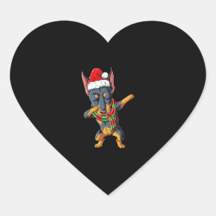 Pegatina En Forma De Corazón Dabbing Doberman Santa T Navidades de camisetas ni