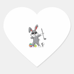 Pegatina En Forma De Corazón Dabbing Easter Golf Easter Bundy Rabbit Golfer Cut