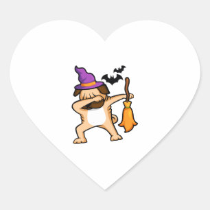 Pegatina En Forma De Corazón Dabbing Halloween Pug Dog