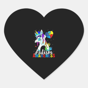 Pegatina En Forma De Corazón Dabbing Unicorn Conciencia del Autismo Niños Niñas
