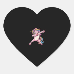 Pegatina En Forma De Corazón Dabbing Unicorn Hair Fun unicornio niños unicornio