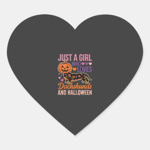 Pegatina En Forma De Corazón Dachshund Divertido Calabaza de Halloween Amante d