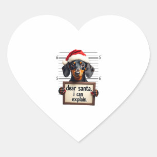 Pegatina En Forma De Corazón Dachshund Divertido Navidad Querido Santa Puedo Ex