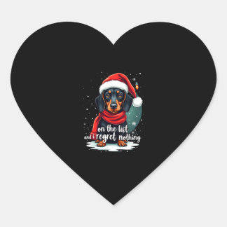 Pegatina En Forma De Corazón Dachshund Santa En La Lista De Traviesos Dachshund
