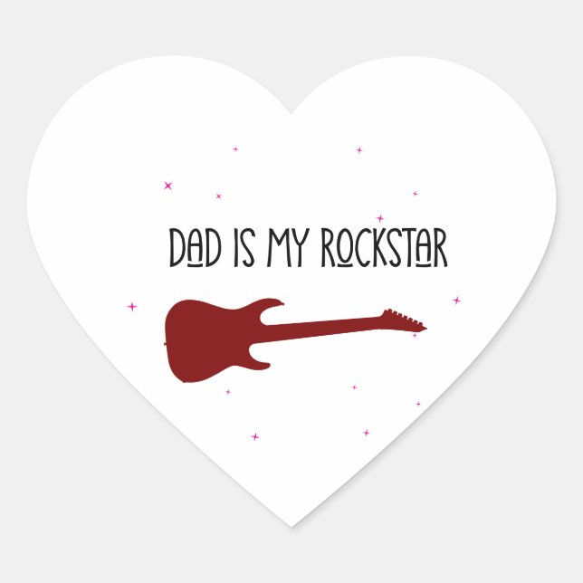 Pegatina En Forma De Corazón Dad is my rockstar (Anverso)