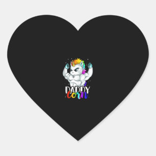 Pegatina En Forma De Corazón Daddycorn Unicornio Papá Daddy Hombre Familia Únic