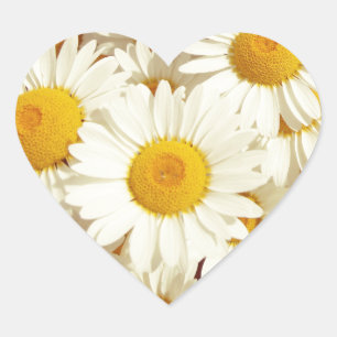 Pegatina En Forma De Corazón Daisies vintage