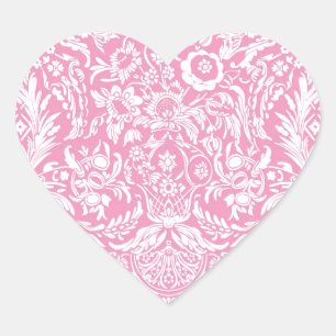 Pegatina En Forma De Corazón Damasco de época victoriana de la piña rosa de Fuc