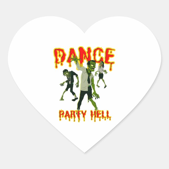 Pegatina En Forma De Corazón Dance Fiesta Hell Dance Halloween (Anverso)