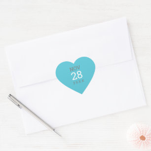 Pegatina En Forma De Corazón DATE STACK simple tipo moderno lindo azul turquesa