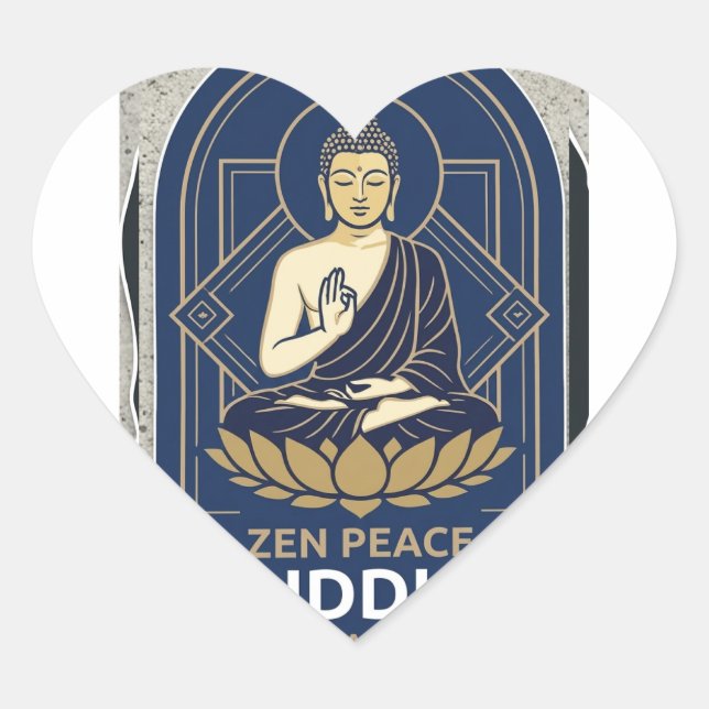 Pegatina en forma de corazón de paz Zen Buda (Anverso)