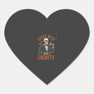 Pegatina En Forma De Corazón Decaer Con Dignidad Vintage Esqueleto Café Hallowe