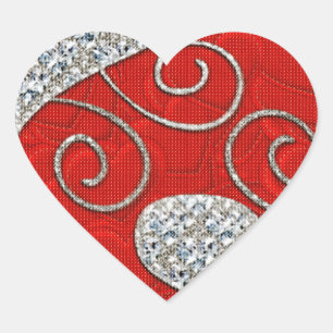 Pegatina En Forma De Corazón Deco rojo plateado 1 Pegatina del corazón
