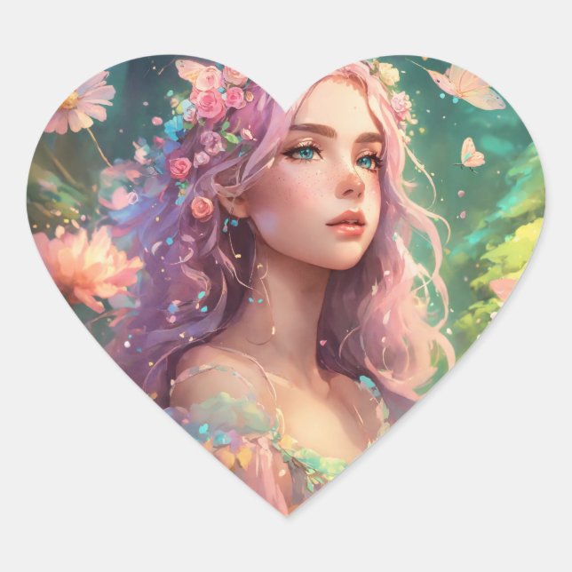 Pegatina En Forma De Corazón Dedos de Woodland Glow Heart (Anverso)