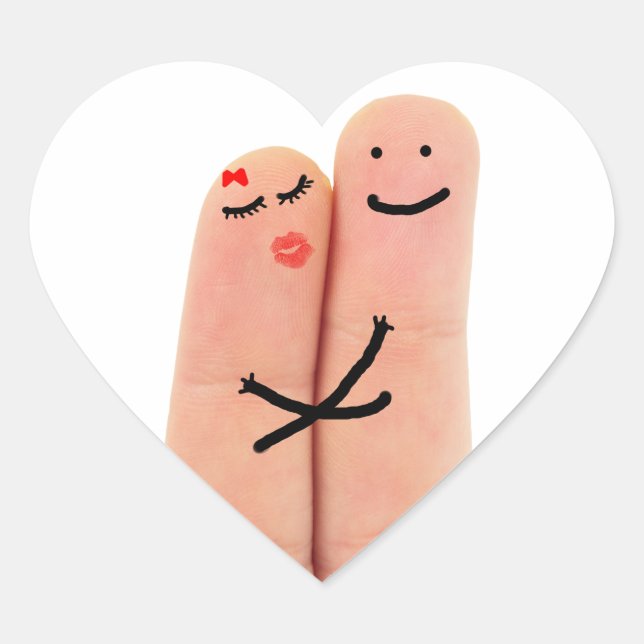 Pegatina En Forma De Corazón Dedos enamorados (Anverso)
