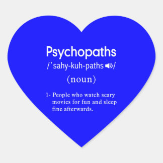 Pegatina En Forma De Corazón definición de psicópatas divertidas azul