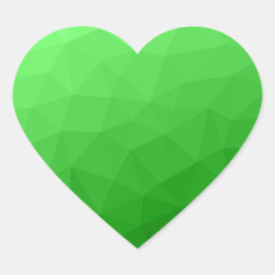 Pegatina En Forma De Corazón Degradado verde claro malla geométrica patrón bril