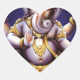 Pegatina En Forma De Corazón Deidad hindú del elefante asiático de Ganesh