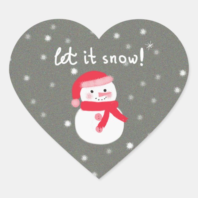 Pegatina En Forma De Corazón Deja que nieve (Anverso)
