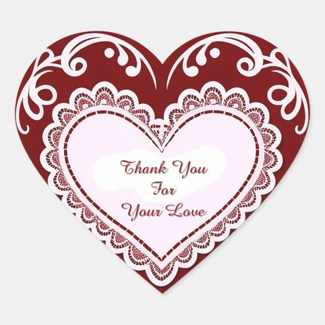 Pegatina En Forma De Corazón Delicate Lace Heart Card (Anverso)