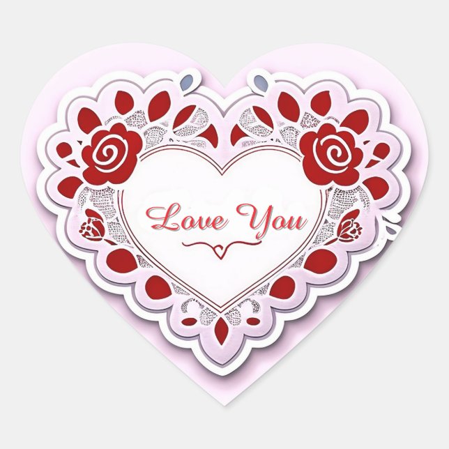 Pegatina En Forma De Corazón Delicate Lace Heart Card (Anverso)